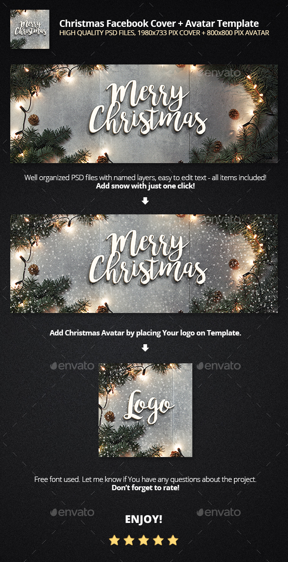 Christmas Facebook Cover + Avatar Template - Facebook Timeline Covers Social Media
