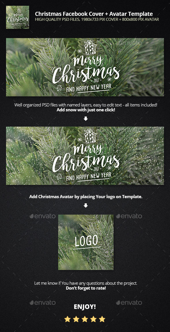 Christmas Facebook Cover + Profile Template - Facebook Timeline Covers Social Media