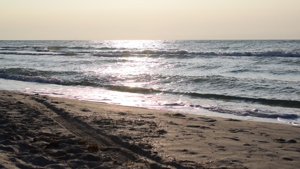 Waves on Beach. Holiday Concept Background