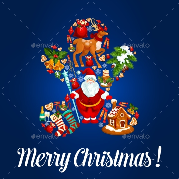 Merry Christmas Poster, Vector Greeting Card - Christmas Seasons/Holidays