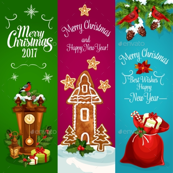 Christmas, New Year Vector Banners Set - Christmas Seasons/Holidays