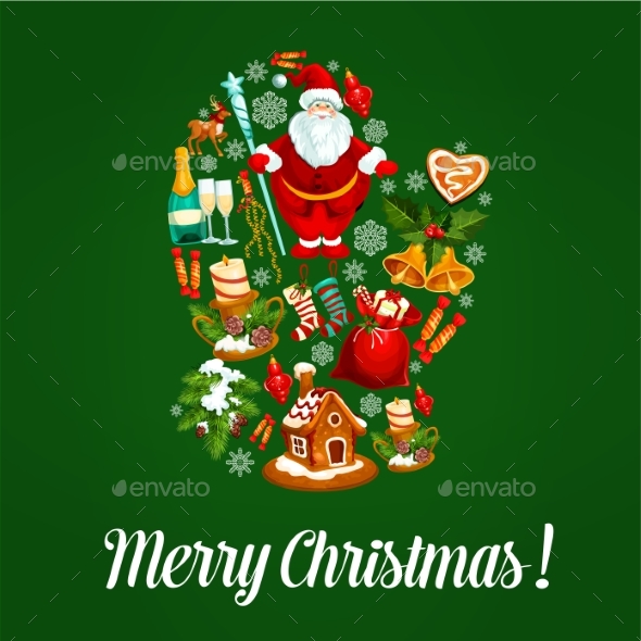 Merry Christmas Poster of Celebration Symbols - Christmas Seasons/Holidays