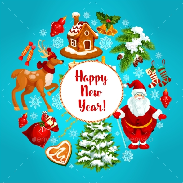 Happy New Year Vector Greeting Poster - New Year Seasons/Holidays