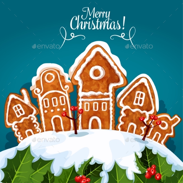 Merry Christmas Gingerbread House Poster - Christmas Seasons/Holidays