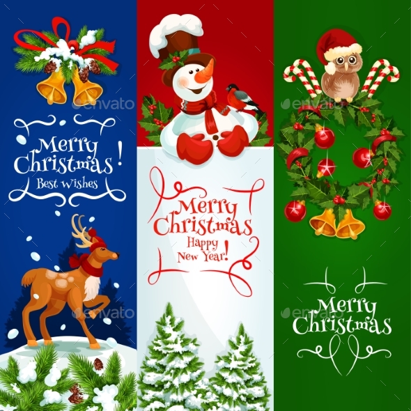Merry Christmas, Happy New Year Vector Banners - Christmas Seasons/Holidays