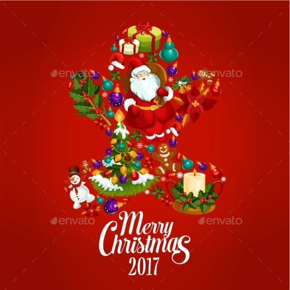 Merry Christmas 2017 Poster. Gingerbread Man - Christmas Seasons/Holidays