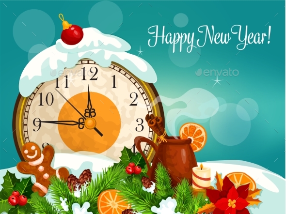 Happy New Year Vector Greeting Card - New Year Seasons/Holidays