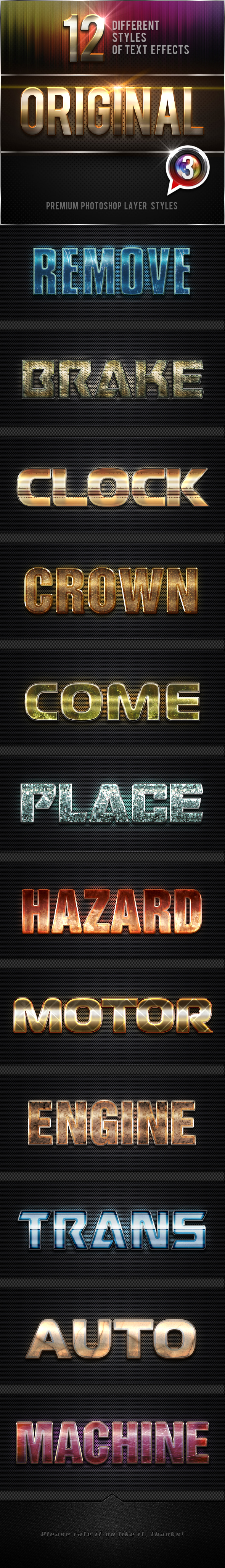 12 Original Photoshop Text Effects Vol.3 - Text Effects Styles