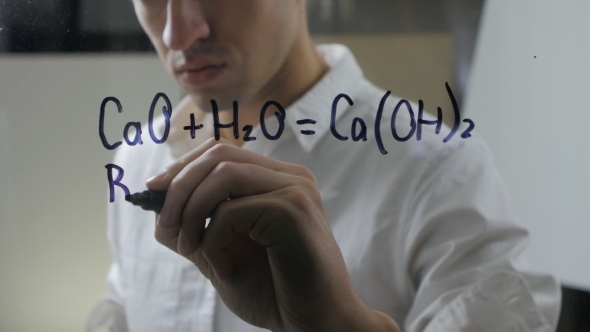 Scientist Man Writting Chemical Formulas, Stock Footage | VideoHive