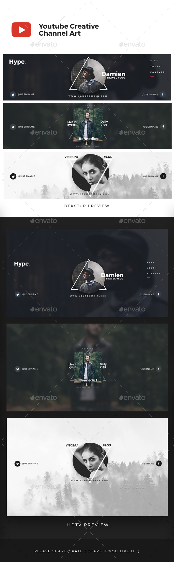 Creative Youtube Channel Art Cover - Social Media Web Elements