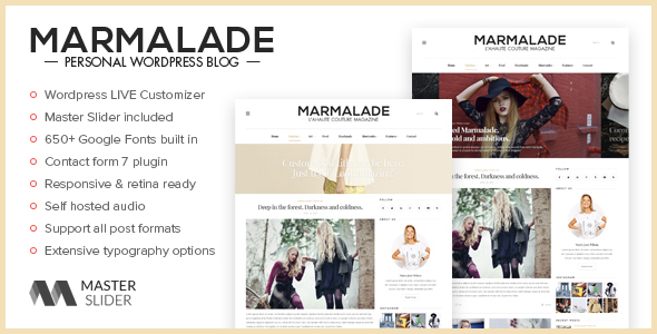 The Marmalade - Personal WordPress Blog Theme - Personal Blog / Magazine