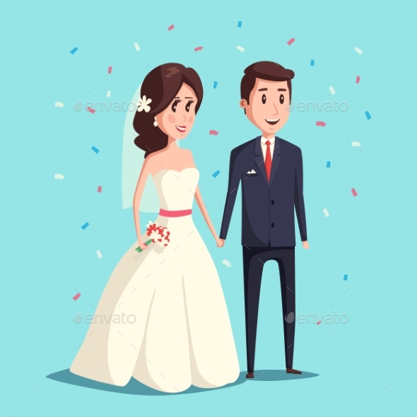 Bride and Groom as Wedding Couple Illustration - Weddings Seasons/Holidays
