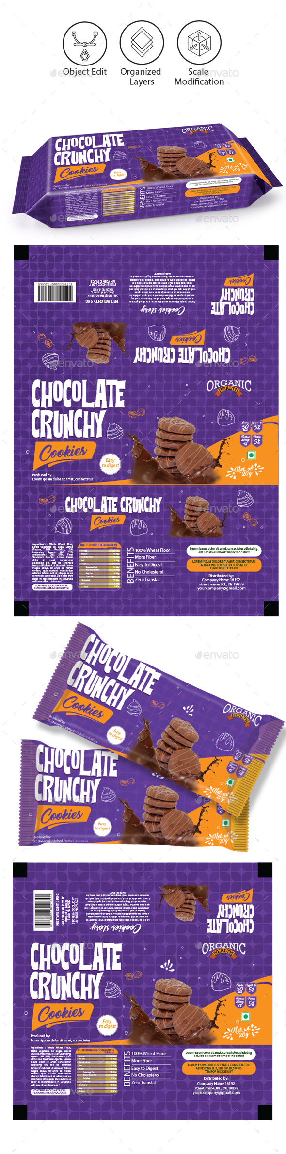 Chocolate Cookies Packaging Template - Packaging Print Templates