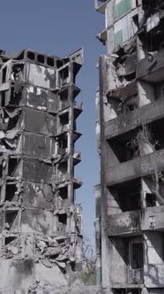 Vertical Video of a House Destroyed By the War in Ukraine alt