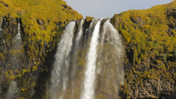 Stream of Icelandic Waterfall Seljalandsfoss