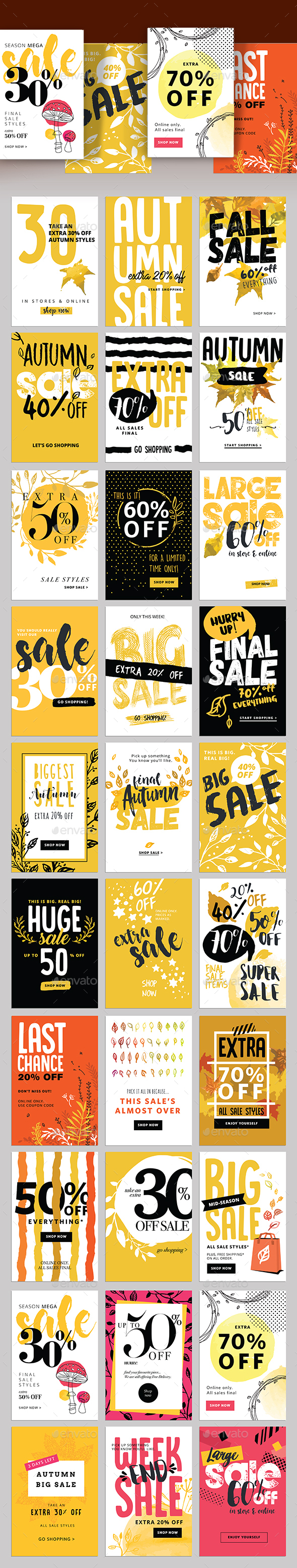 Autumn Social Media Sale Banners - Banners & Ads Web Elements