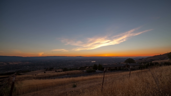 View Of The Silicon Valley From Mount Hamilton At Sunset.