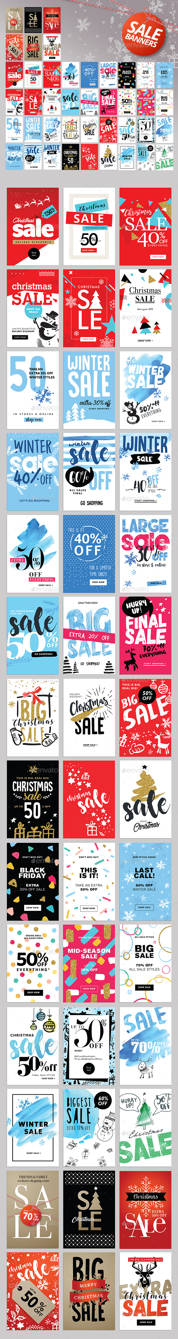 Set of Winter Mobile Sale Banners - Banners & Ads Web Elements