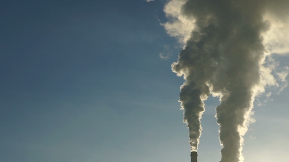 Footage Industrial Chimneys Emits Toxic Pollutants Into the Sky Polluting the Environment alt