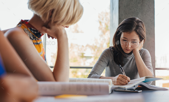 Students preparing for final exams - Stock Photo - Images