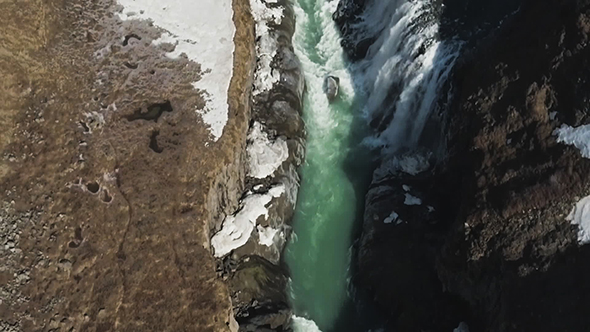 Golden Falls In The Canyon Of Hvita River alt