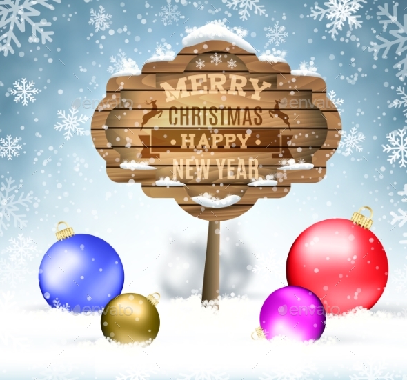 Winter Background with Presents. Vector. - Christmas Seasons/Holidays