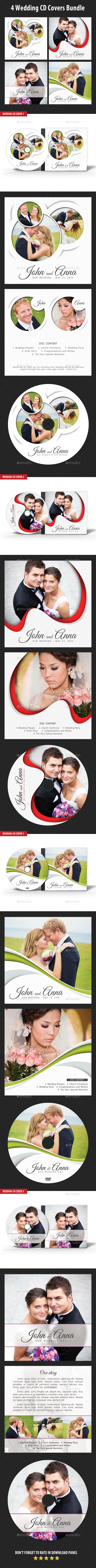4 in 1 Wedding CD Cover Templates Bundle - CD & DVD Artwork Print Templates