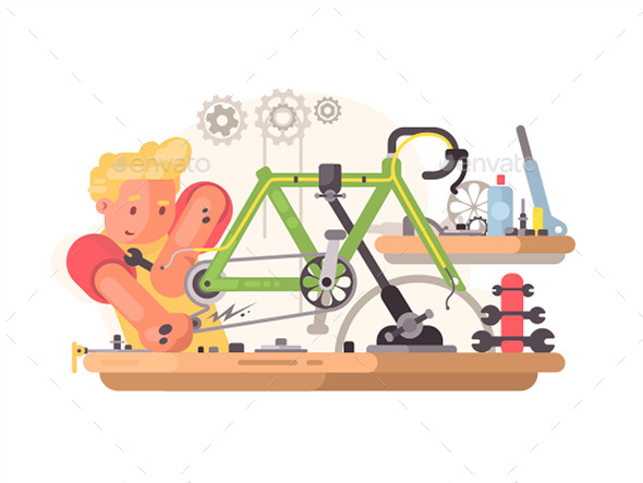 Bicycle Repair Service - People Characters
