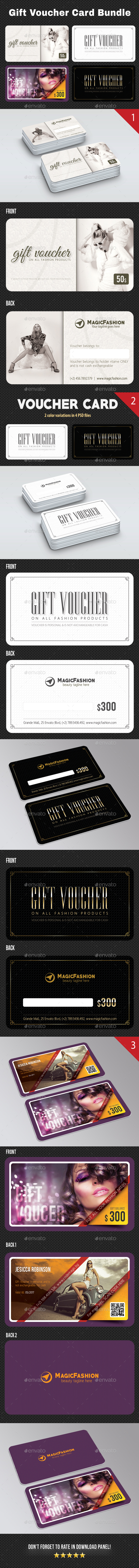 3 Gift Voucher Card Bundle - Cards & Invites Print Templates