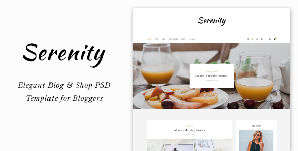 Serenity Blog & Shop PSD Template - PSD Templates