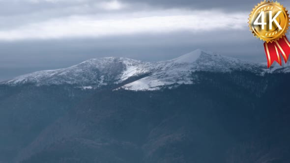 Panning Shot of Snow on Carpathian Mountain
