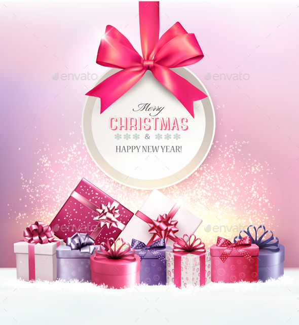 Holiday Christmas Background with Gift Boxes - Christmas Seasons/Holidays