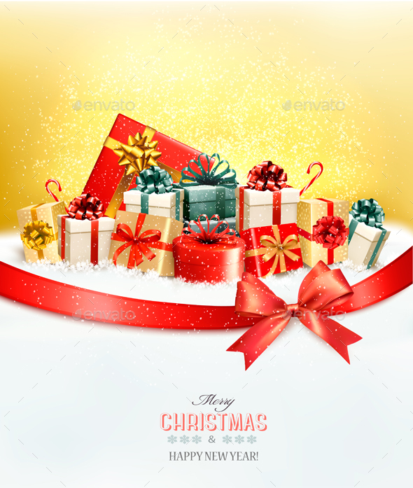 Holiday Christmas Background with Gift Boxes - Christmas Seasons/Holidays