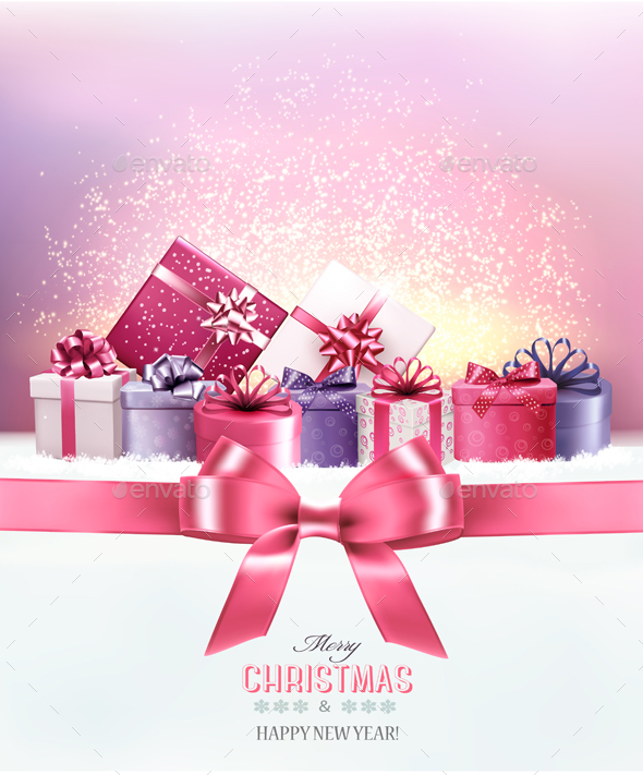 Holiday Christmas Background with Gift Boxes - Christmas Seasons/Holidays