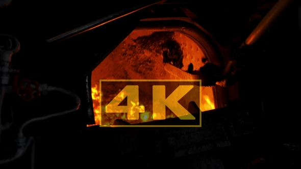 Steam Train Oven. Fire of Locomotive alt