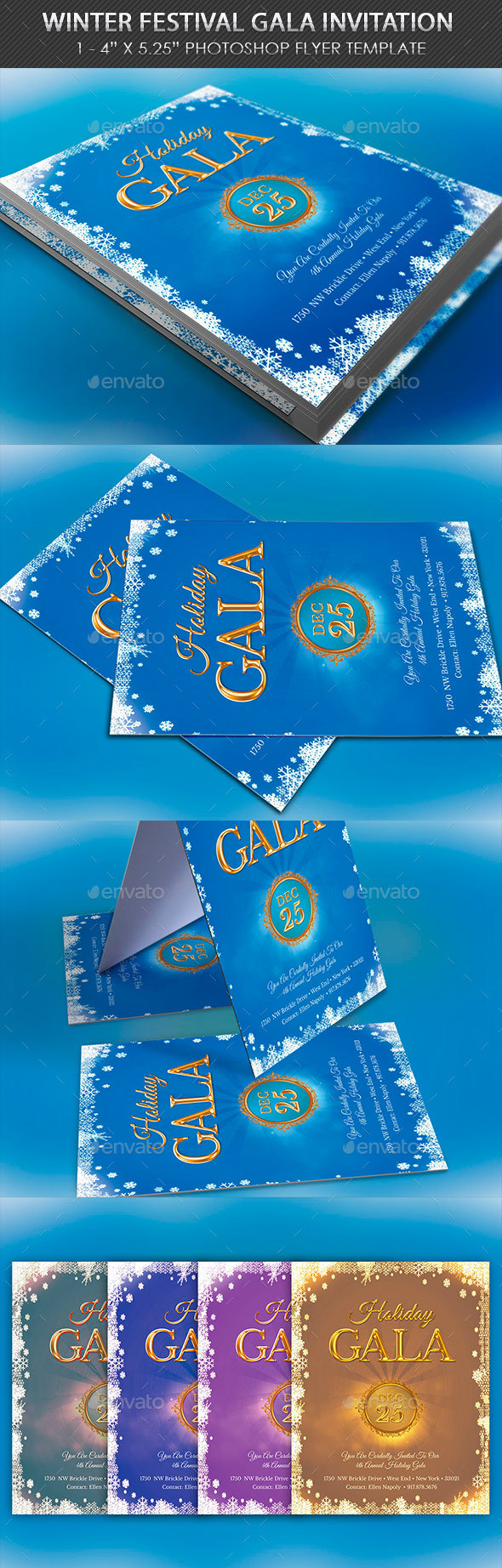 Winter Festival Gala Invitation Template, Print Templates | GraphicRiver, image size:590x1844