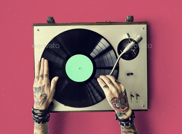 Vinyl Audio Music Rhythm Playing Tattoo Art Concept Stock Image - Image of  expression, rhythm: 87642381