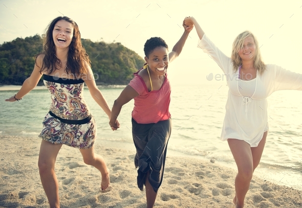 Girl Women Beach Fun Enjoyment Leisure Concept - Stock Photo - Images