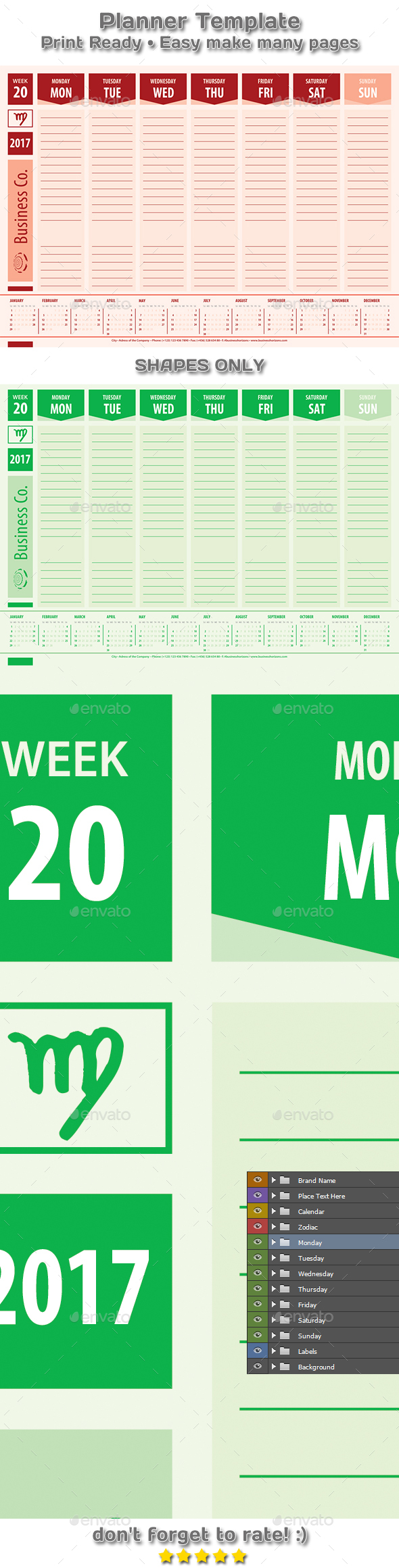 Modern Planner Calendar 2017 Business Style Template Modern Planner Calendar 2017 Business Style Template