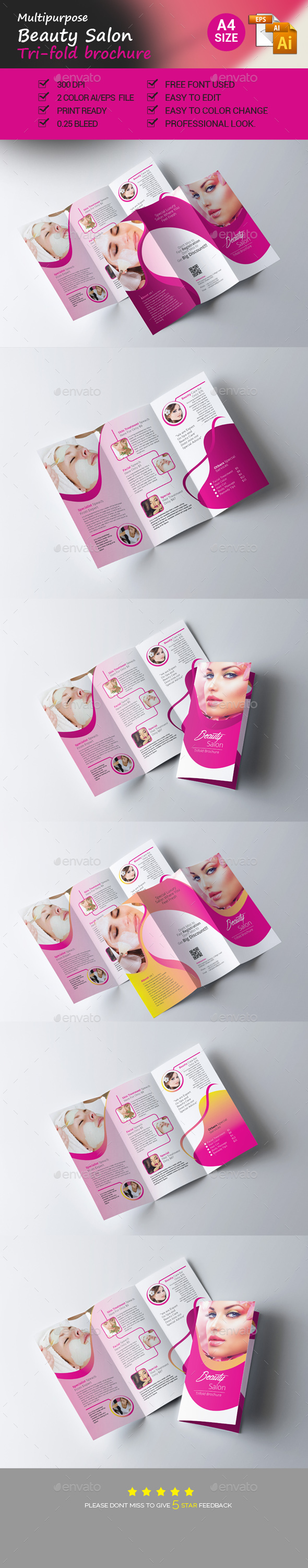 Beauty Salon Trifold Brochure - Brochures Print Templates