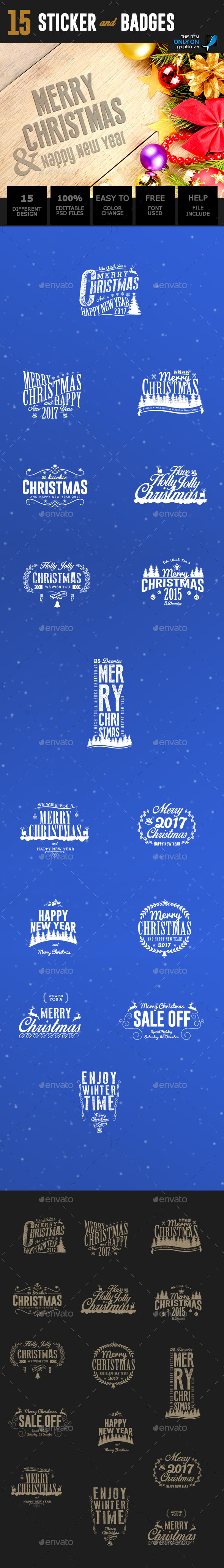 Christmas and New Year Sticker Badges - Badges & Stickers Web Elements
