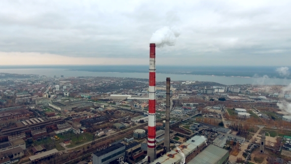 Smoking Chimneys, Pipe at a Thermal Power Plant alt