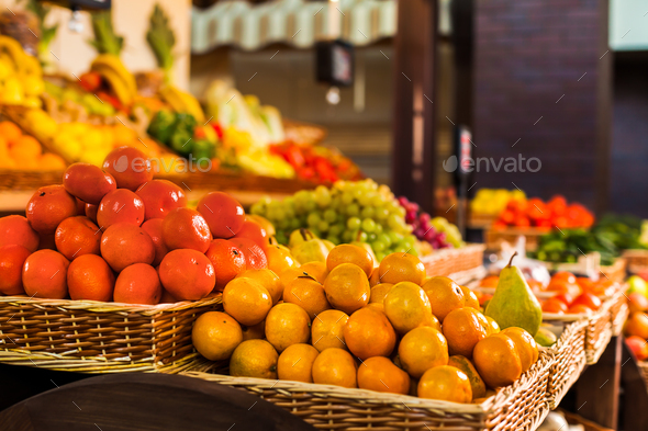 Fresh fruits and vegetables on the counter. Stock Photo by NomadSoul1