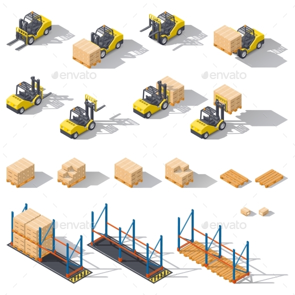 Storage Equipment Isometric Icon Set. Presented - Miscellaneous Vectors