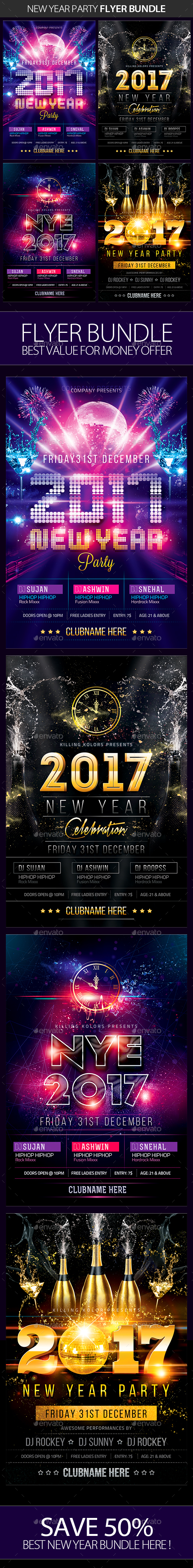 New Year Party Flyer Bundle - Clubs & Parties Events