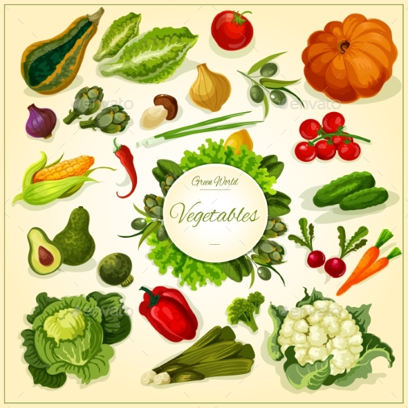 Fresh Vegetable Poster for Food Design - Food Objects