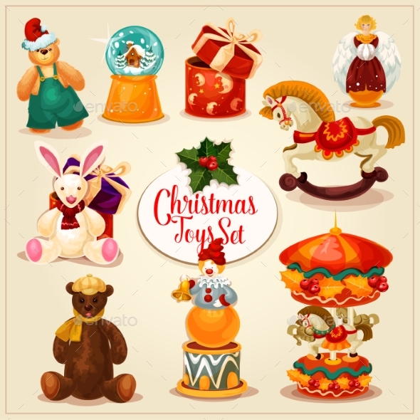 Christmas Toy and Gift Box Set for Xmas Design - Christmas Seasons/Holidays