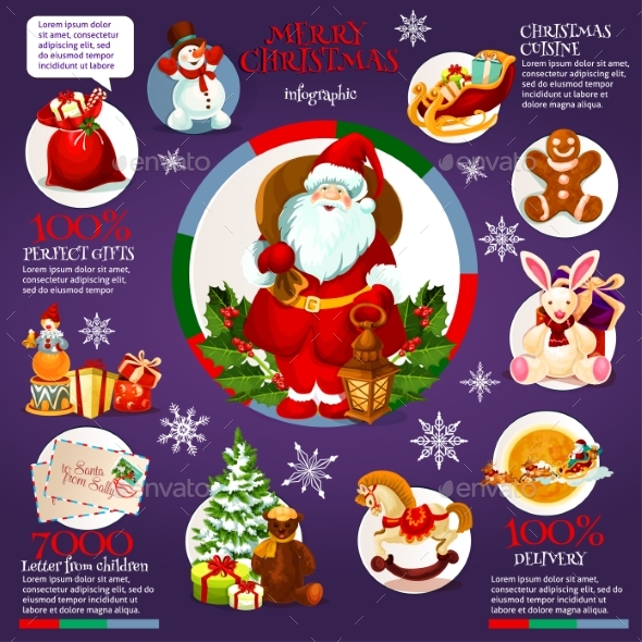 Christmas Infographic Design with Santa Claus - Christmas Seasons/Holidays