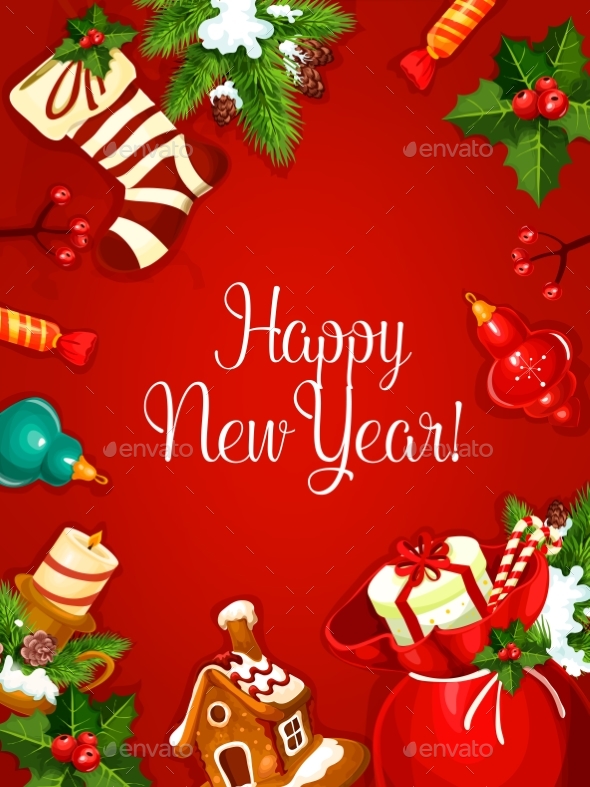 New Year Holiday Vector Poster - New Year Seasons/Holidays