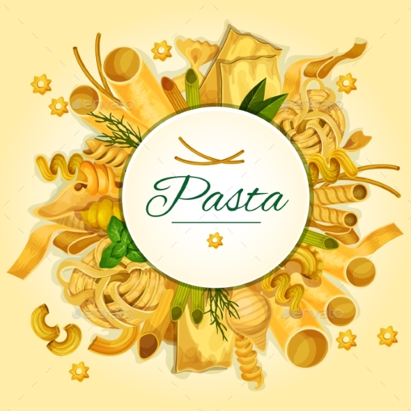 Italian Pasta, Spaghetti and Macaroni Banner - Food Objects